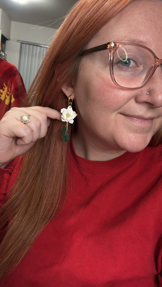White Poinsettia Dangles