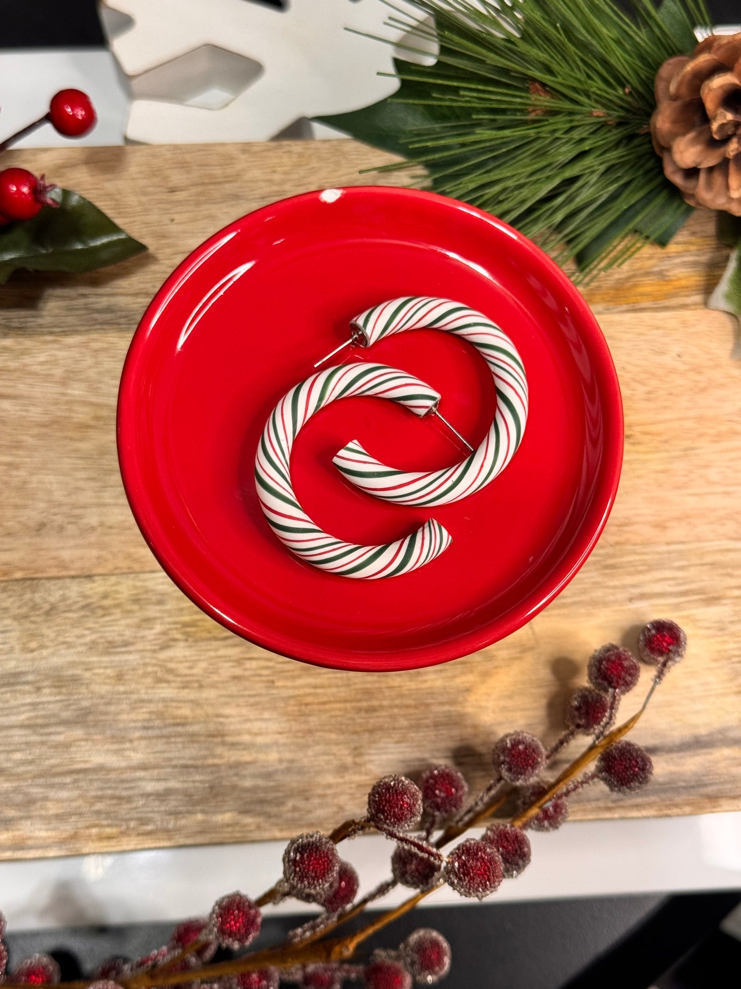 Red and Green Swirled Hoops