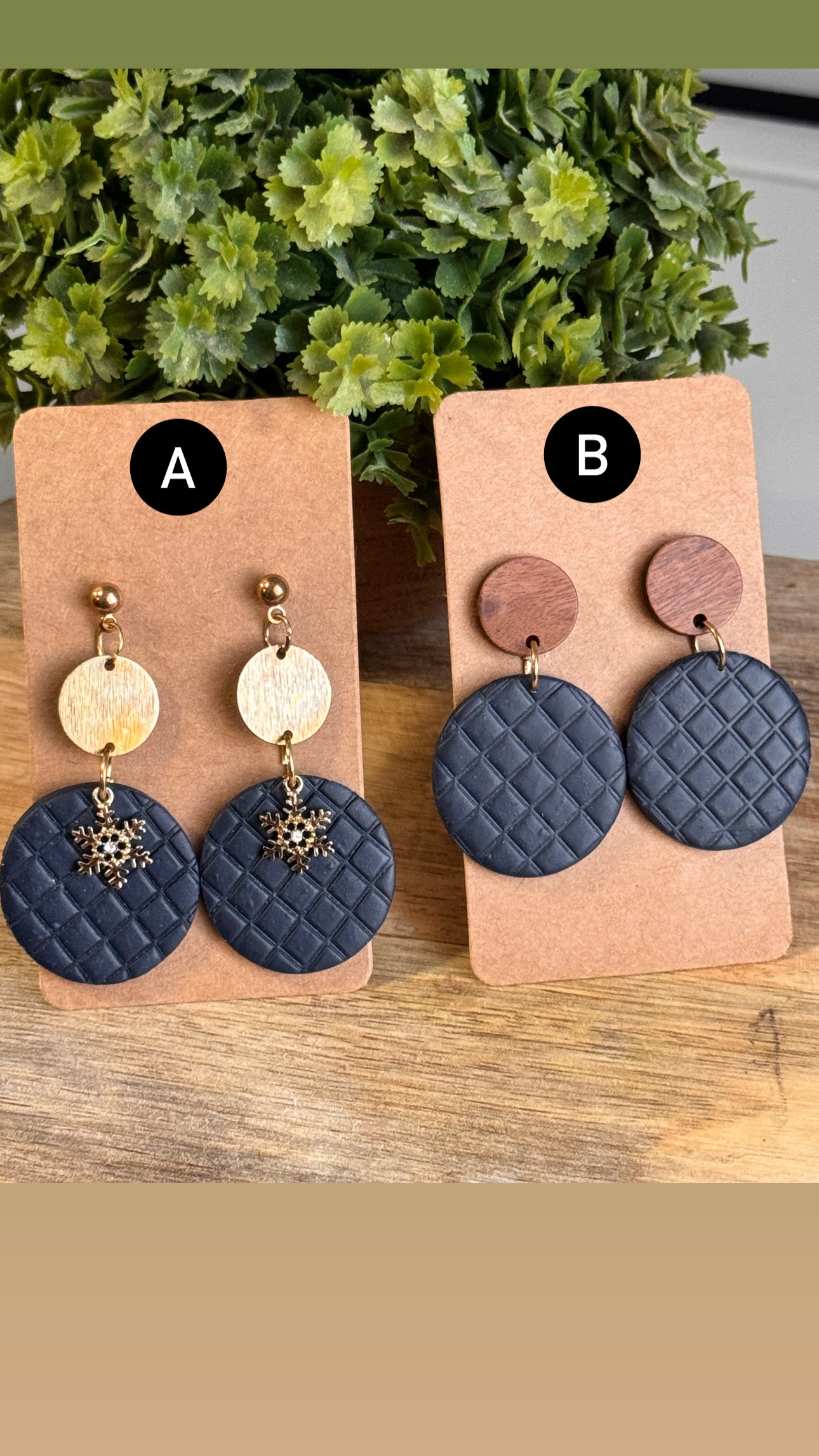 Quilted Navy Dangles