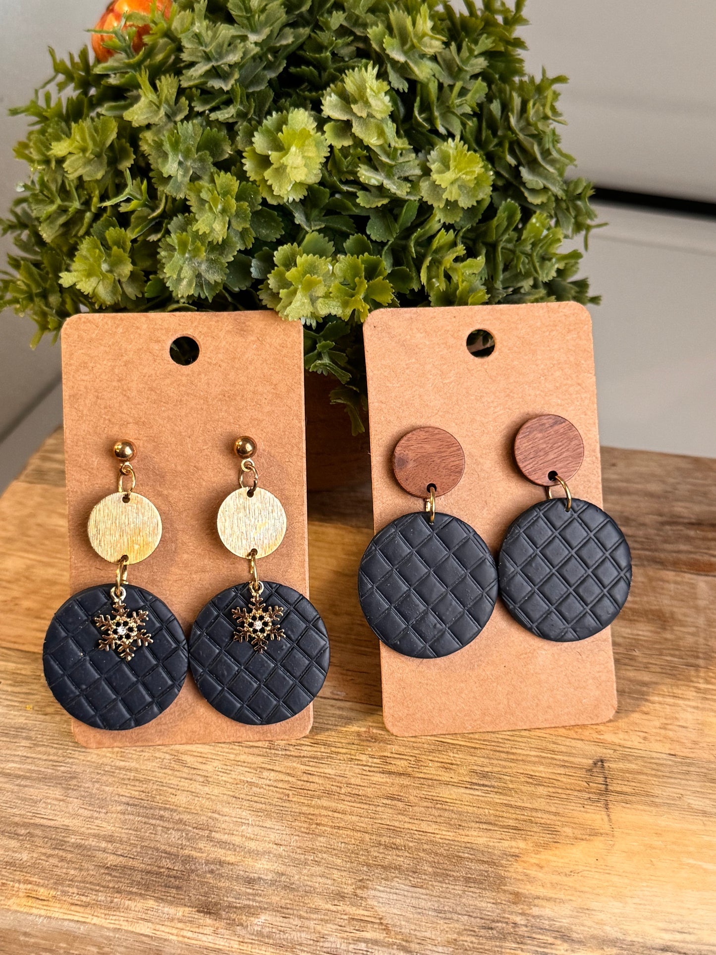 Quilted Navy Dangles