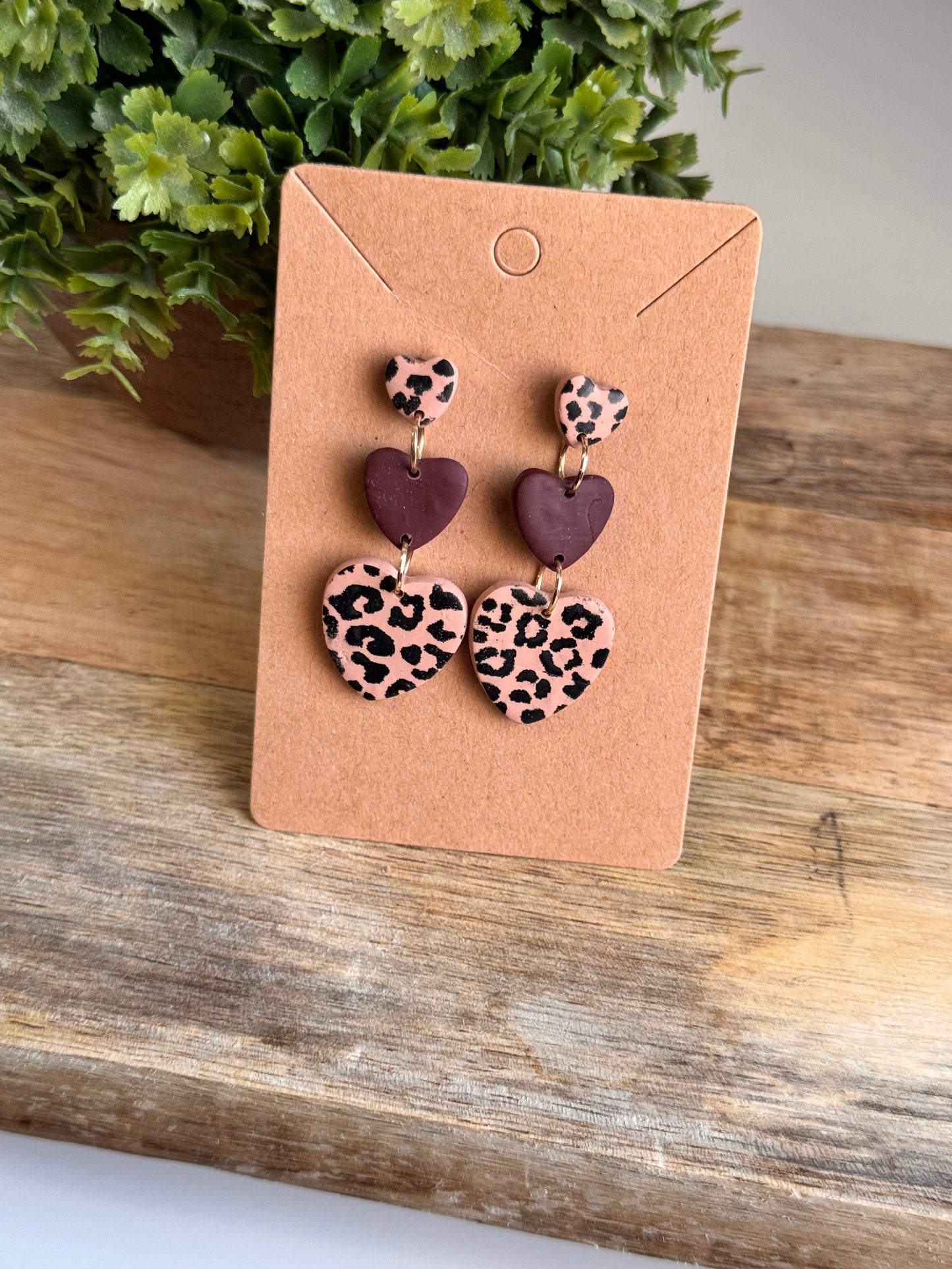 Burgundy and Leopard Dangle