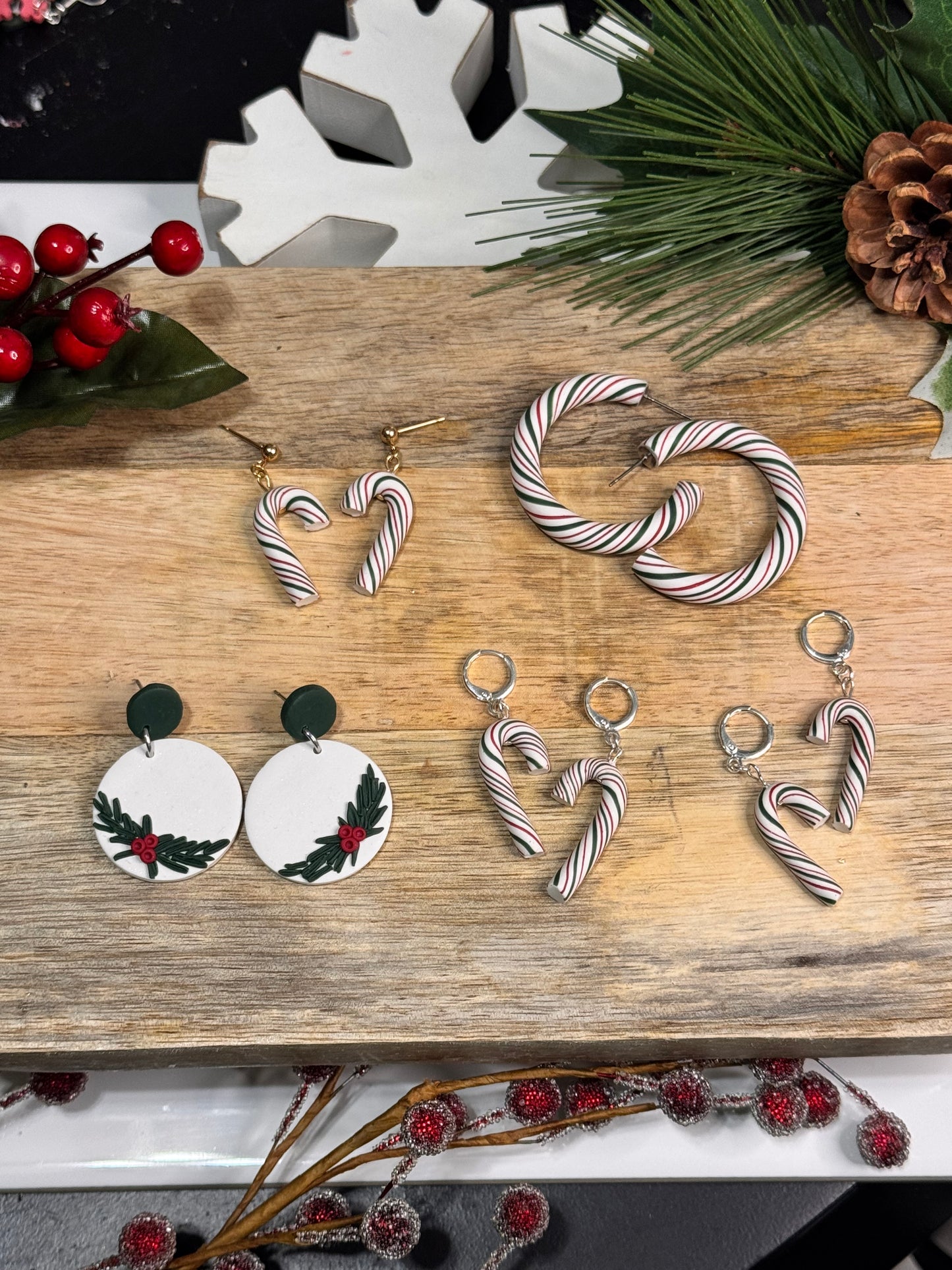 Red and Green Swirled Hoops