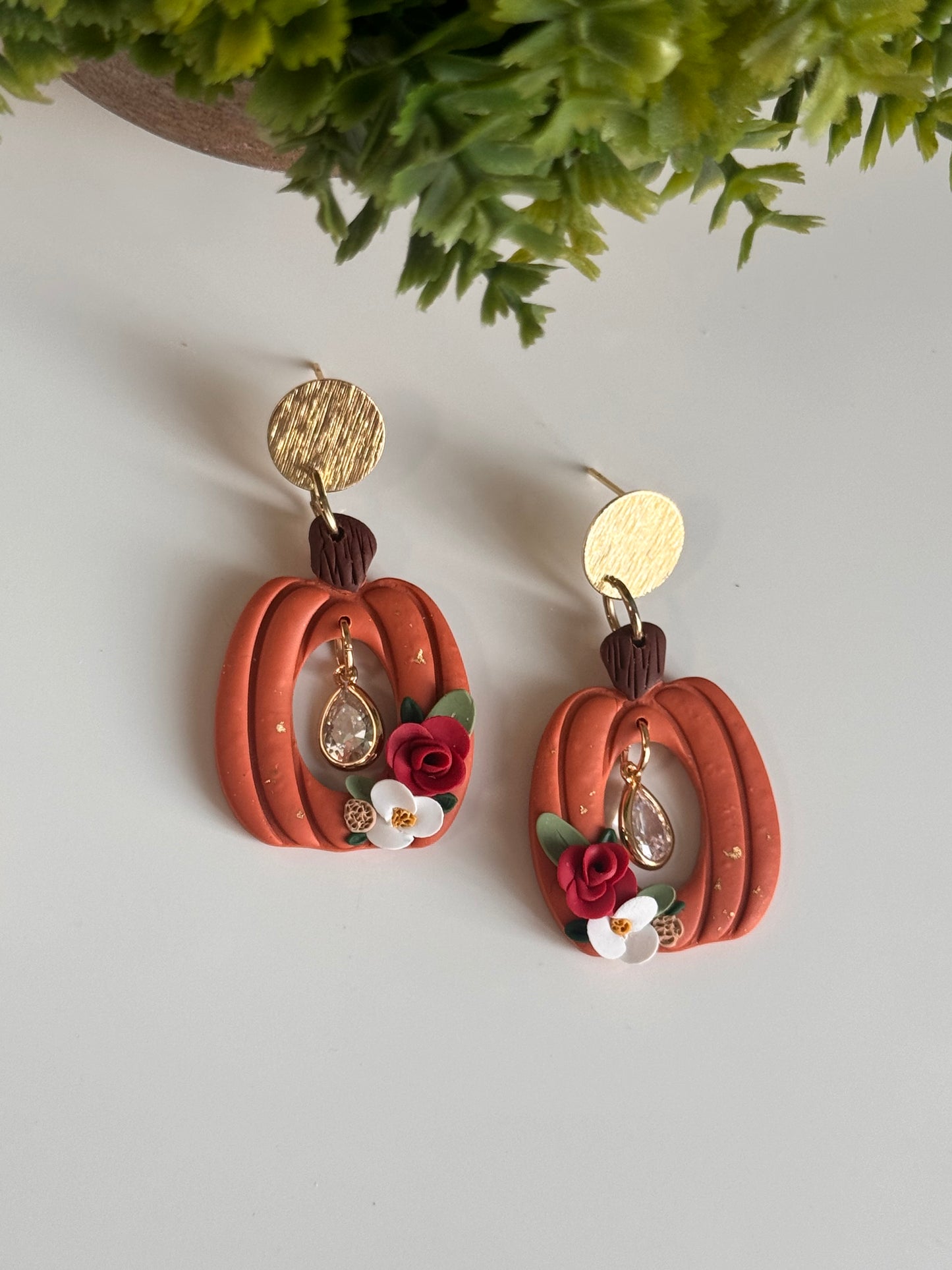 Pumpkin Floral Frame Dangles
