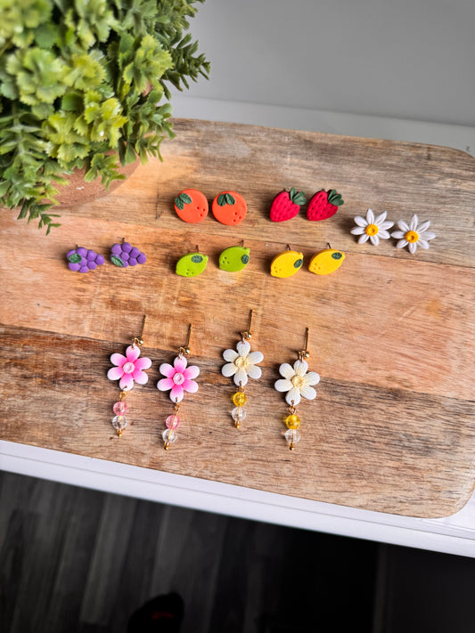 Fruit Stand Studs and Floral drop earrings