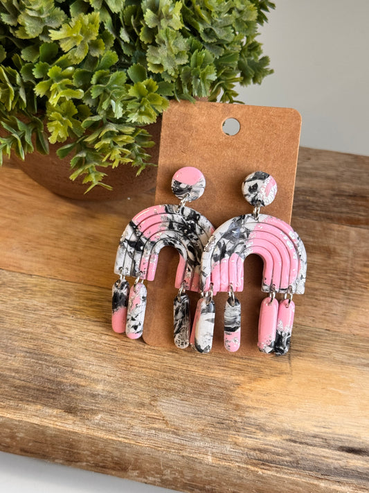Large Pink Marble Dangles