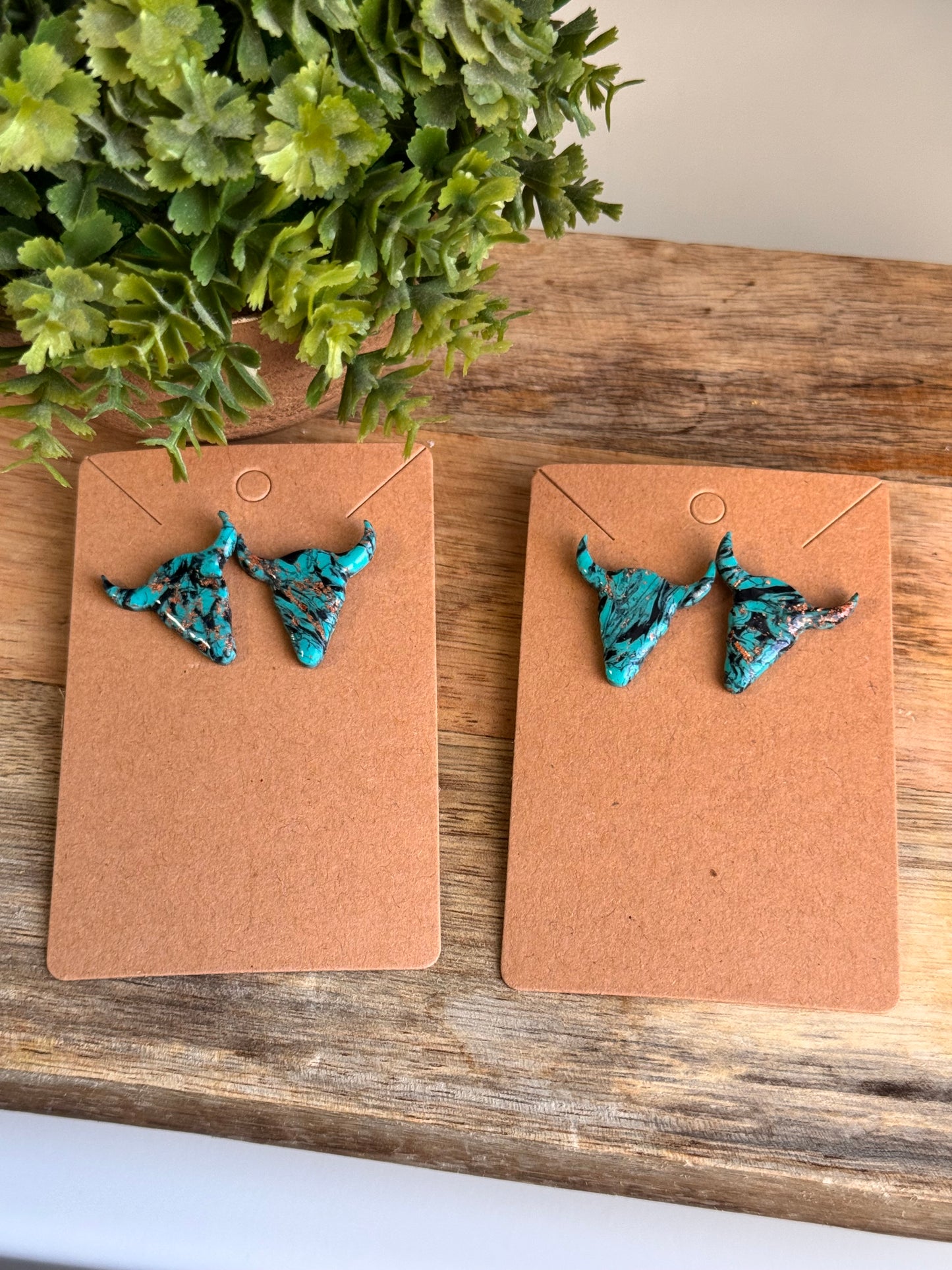 Turquoise Cow Head Studs