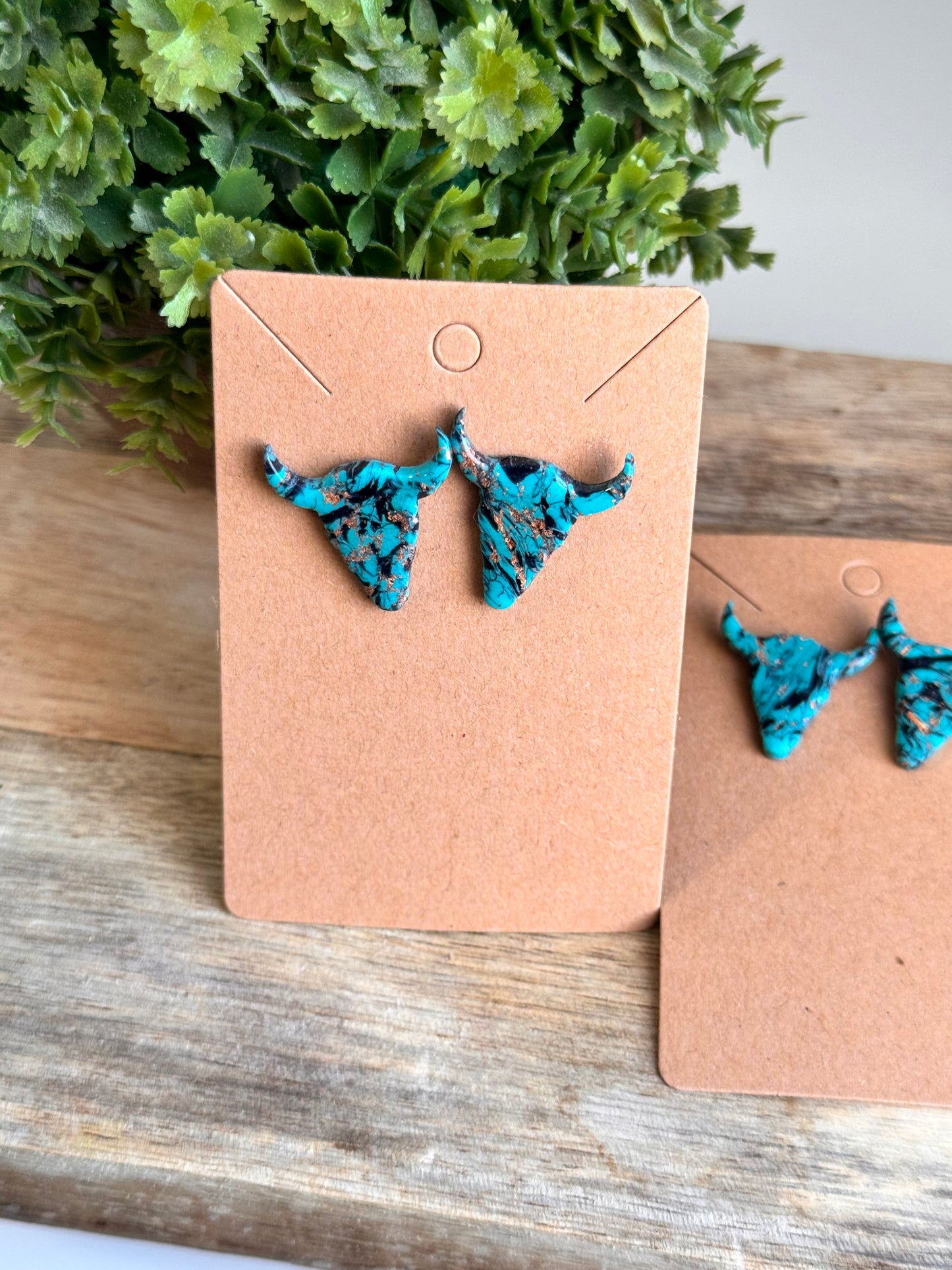 Turquoise Cow Head Studs