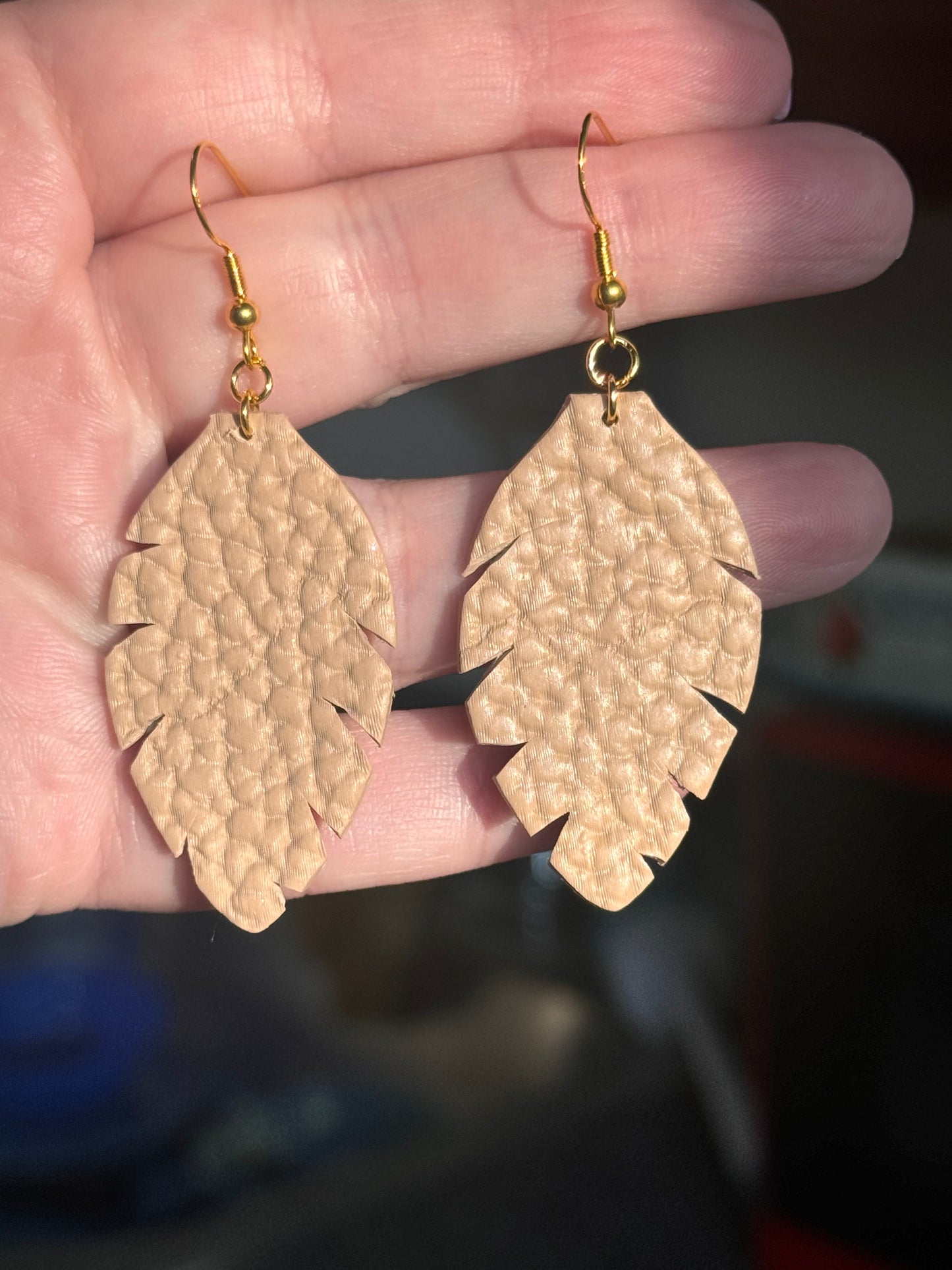 Faux Leather Feather Dangle