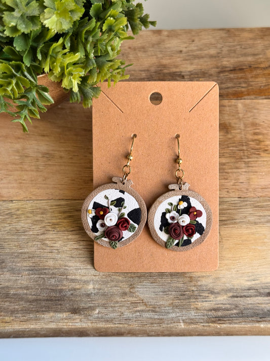 Floral Cowprint Embroidery Hoops