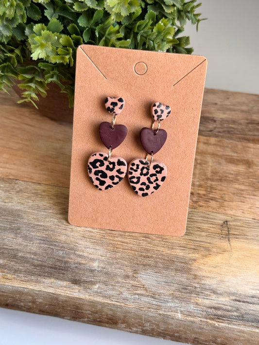 Burgundy and Leopard Dangle