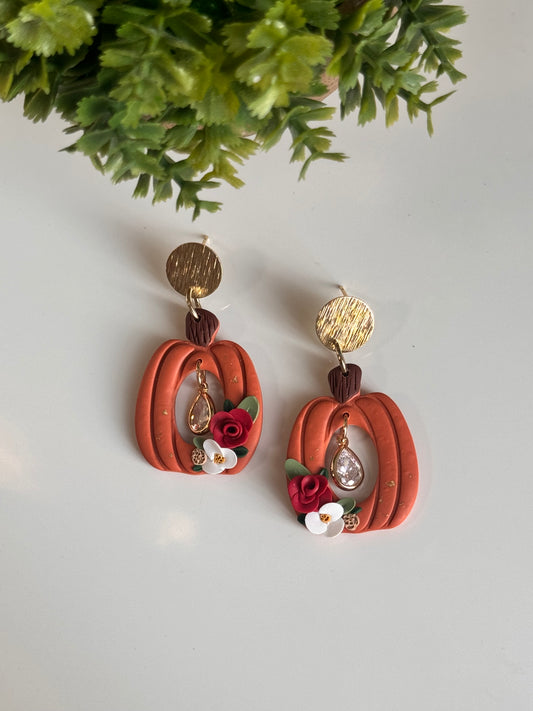 Pumpkin Floral Frame Dangles