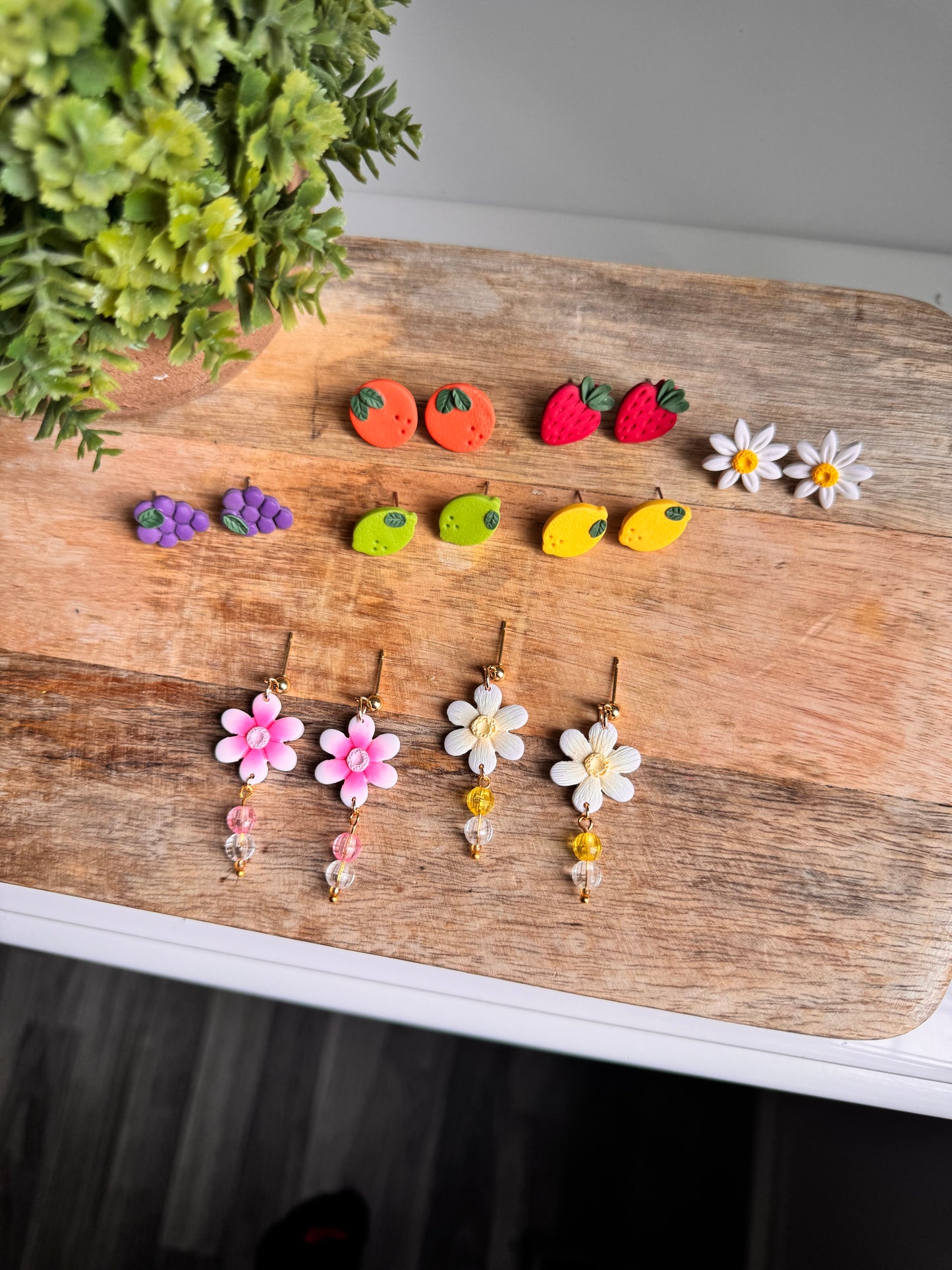 Fruit Stand Studs and Floral drop earrings