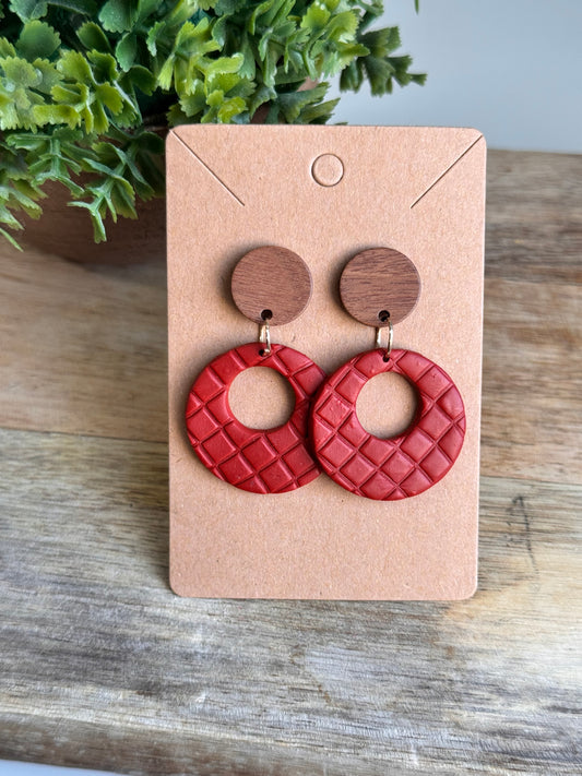 Cayenne Pepper Red Quilted Earrings