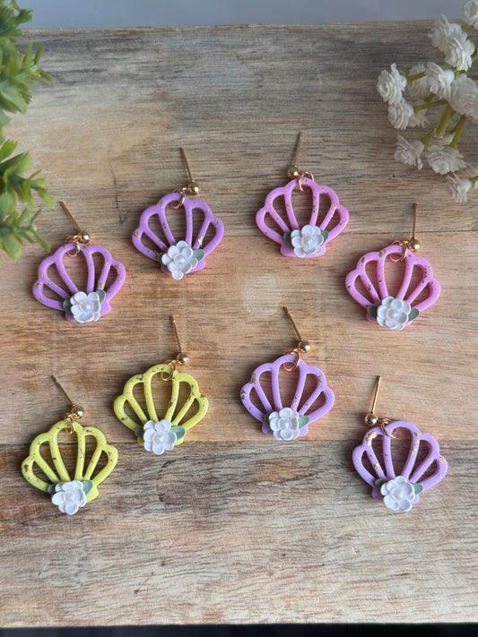 Floral Seashell Dangles