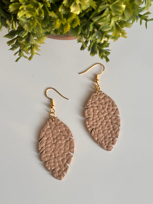 Faux Leather Feather Dangle