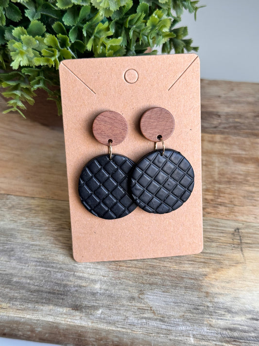 Black Quilted Dangles