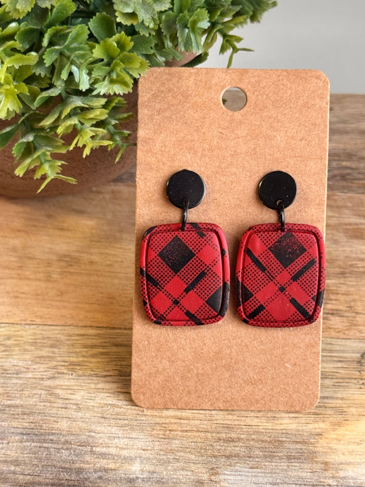 Red plaid dangle