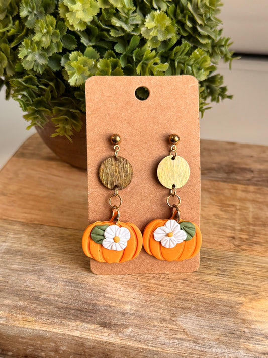 Floral Pumpkin Dangles